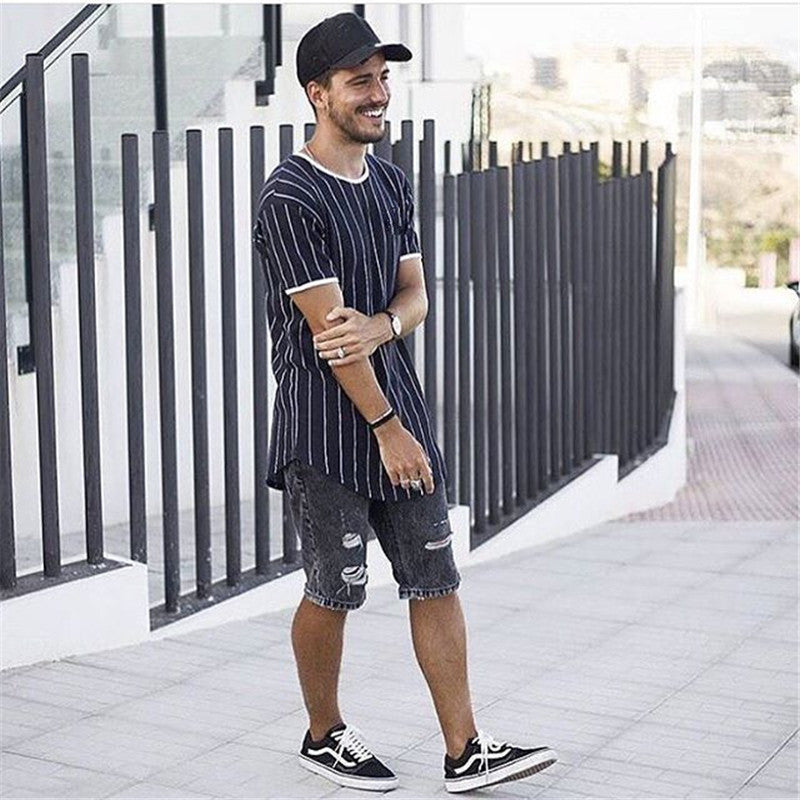 T-shirt men's striped print T-shirt