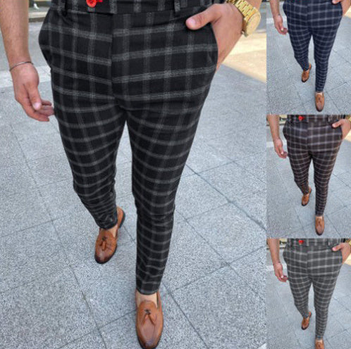 Men's Business Checked Casual Pants